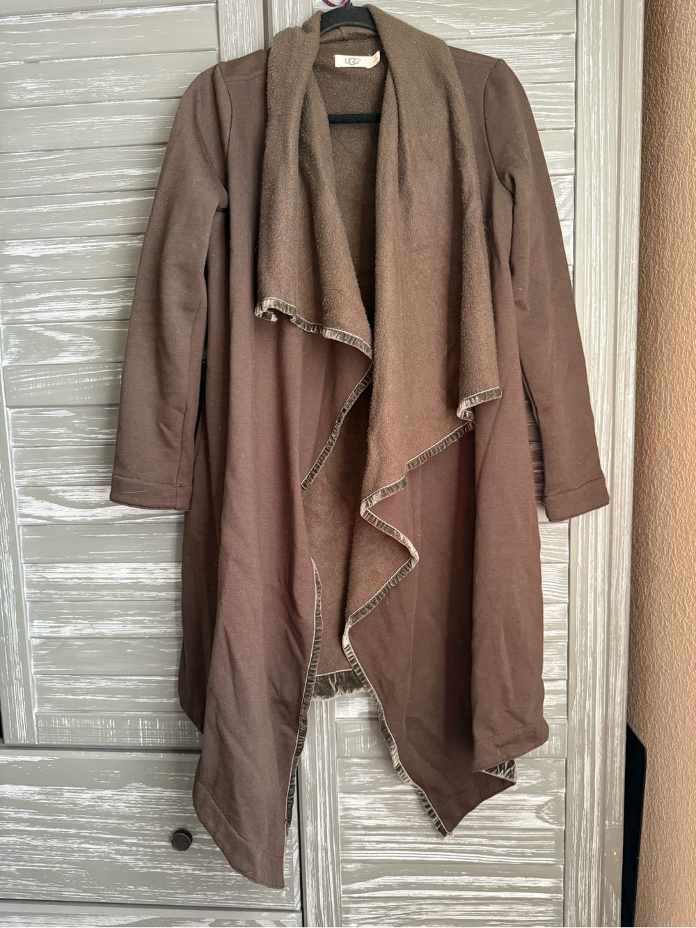 UGG Janni Fleece Women's Brown Open-Front Blanket Cardigan size S